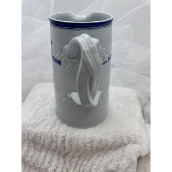 Copeland Spode England Vintage Porcelain Blue & White Floral Pitcher - Picture 3 of 13
